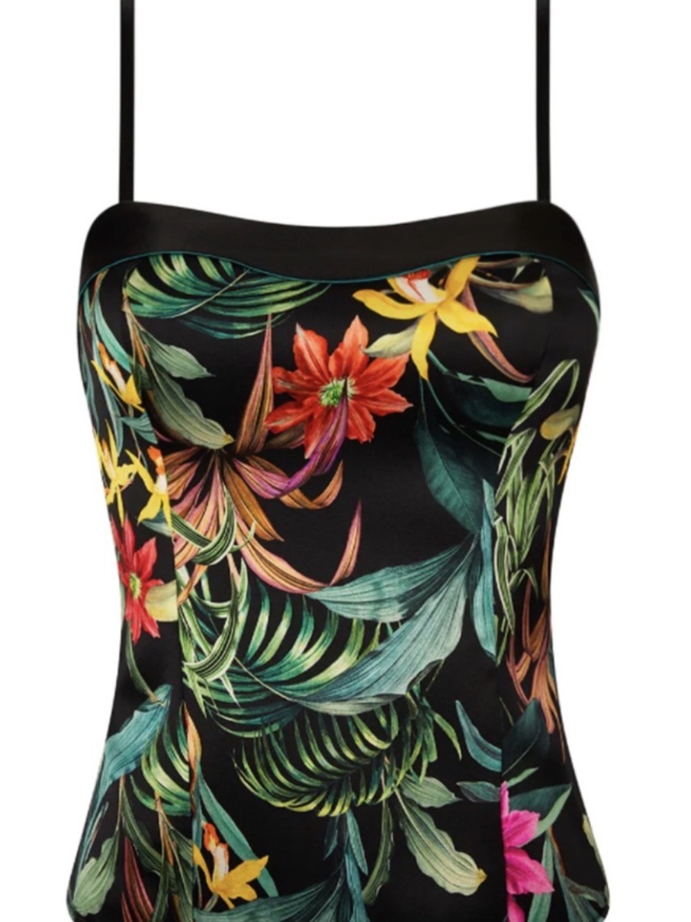 🧡 LISE CHARMEL 🧡 Floral Print Black Satin Camisole Top M